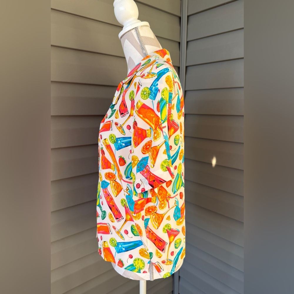 VTG 80s Ann May Silk Blouse Cocktail Button Up Short Sleeve Sz XS - Picture 3 of 11